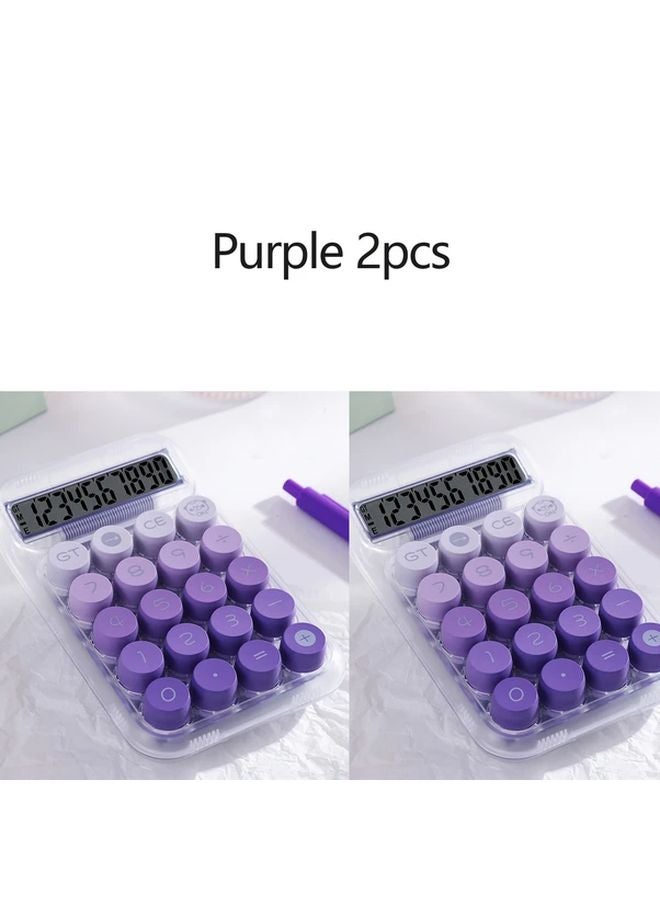 Purple Two Pieces Large 5.7 Inch Transparent Calculator LED Display Big Buttons For Office - Image 1