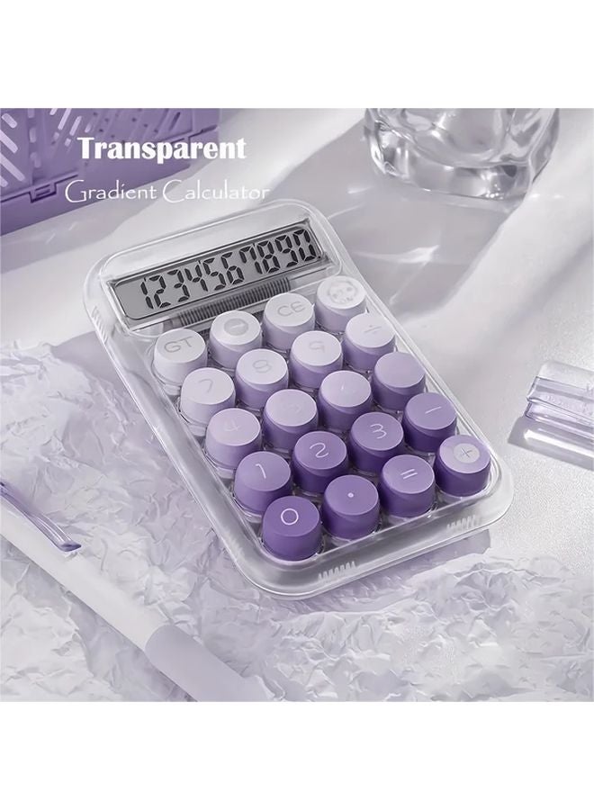 Purple Two Pieces Large 5.7 Inch Transparent Calculator LED Display Big Buttons For Office - Image 2