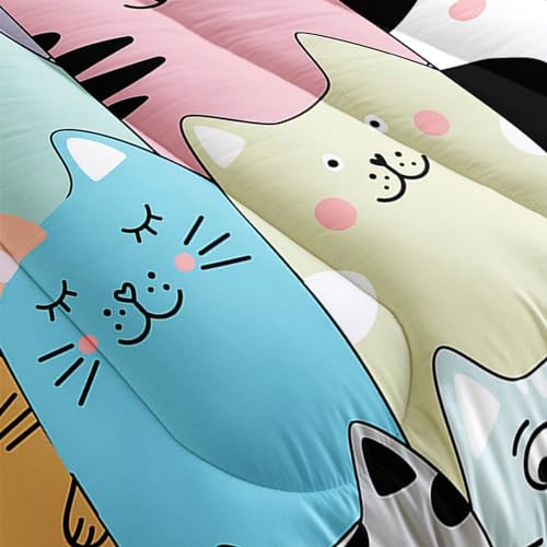 Tuzaovy Cat Comforter Set for Girls - Kawaii, Cute Full Size Bedding Set with Cat Room Decor - Image 5