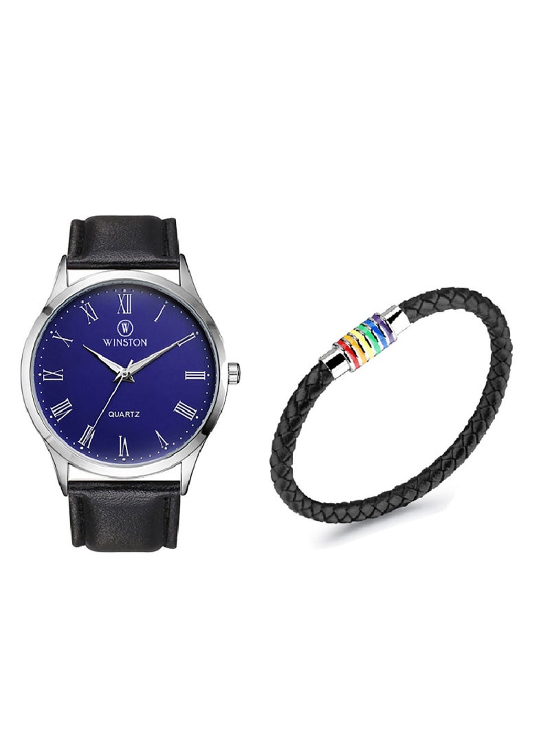 WINSTON - Leather Analog Watch Set WWT6803 - Image 1
