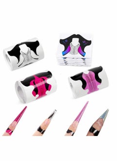 Nail Form Tips, Shape Nail Art Acrylic Extension Nail Forms Stickers Extension Builder Form Stencil Manicure Tool DIY Home Salon Supplies-400 Pcs