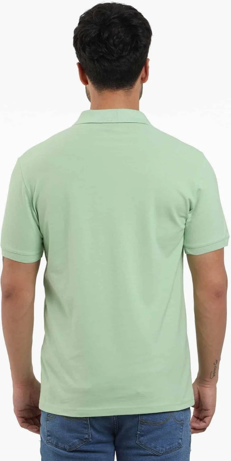 دوفي Green Men's Slim Fit Plain Polo Neck Tshirt - 105076