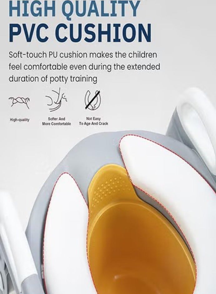 0 تي أوه وان تيك نونية الأطفال, 3 في 1 سلم الأطفال, نونية التدريب مع الحماية من الرش والوسادة, نونية الأولاد والبنات (ضفدع, رمادي) - Image 3