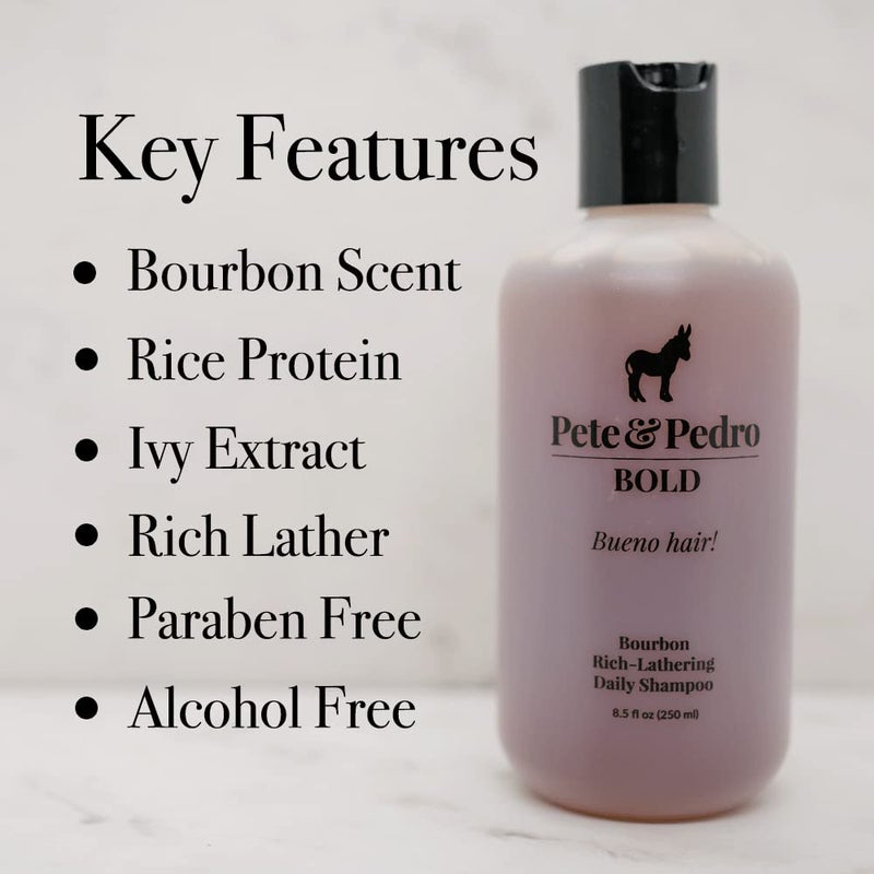 Pete & Pedro Bold & Cowboy Hair Care Daily Shampoo & Conditioner Set | Macho, Manly Bourbon& Tobacco Scent â€“ Smells Incredible | Amazing Lather, Hydrates Hair | As Seen On Shark Tank, 8.5 oz. Each - Image 3