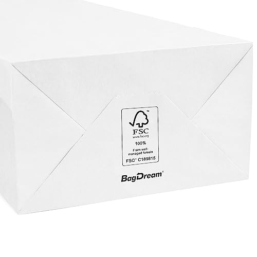 BagDream White Paper Lunch Bags 12LB 7x4.5x13.75 Inches 100Pcs Recycled Kraft Paper Bags Bulk, Disposable, Large for Snack, Lunch, Sandwich, Burger, Baked Food, Craft, Packing - Image 5