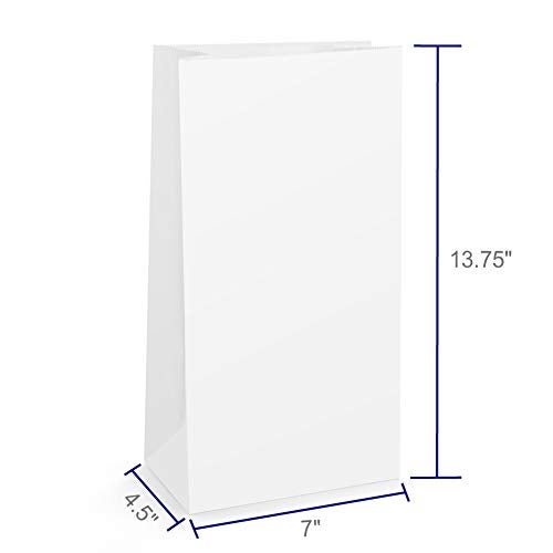BagDream White Paper Lunch Bags 12LB 7x4.5x13.75 Inches 100Pcs Recycled Kraft Paper Bags Bulk, Disposable, Large for Snack, Lunch, Sandwich, Burger, Baked Food, Craft, Packing - Image 2
