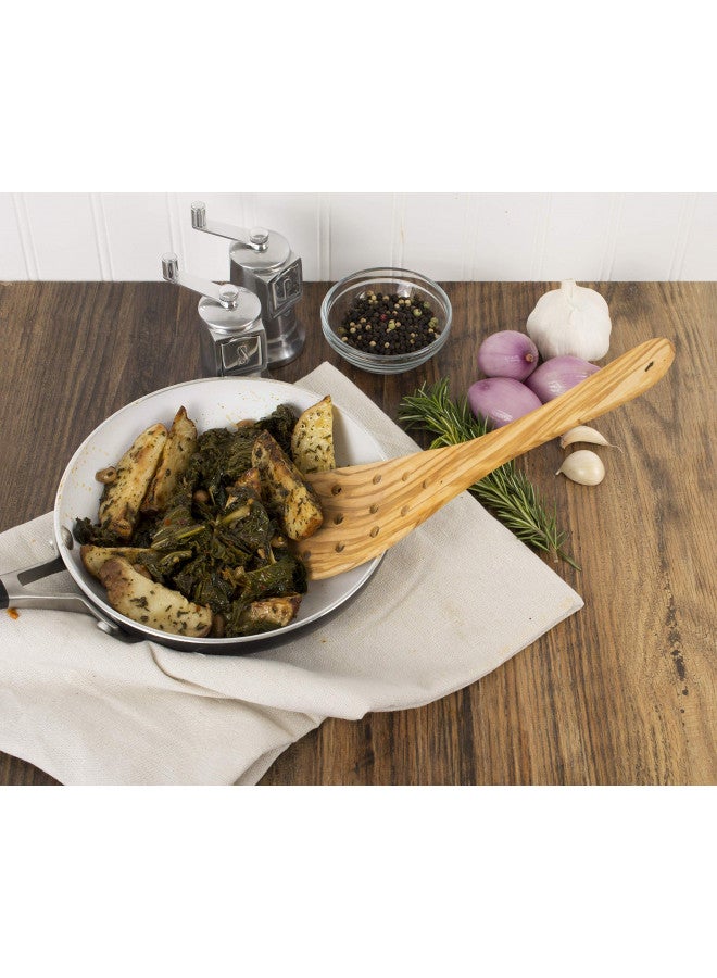 Eddingtons Eddington Italian Olive Wood Wide Pierced Spatula, Handcrafted in Europe, 12.5-Inches - Image 5