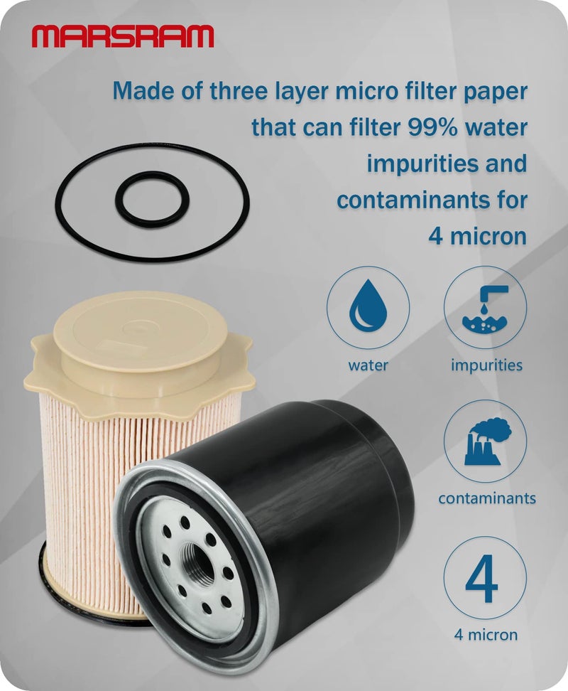 Marsram مجموعة فاصل مياه فلتر الوقود Marsram تناسب 2013 2014 2015 2016 2017 2018 دودج رام 2500 3500 4500 5500 6.7L كمنز ديزل توربو - Image 4