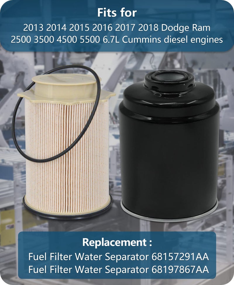 Marsram مجموعة فاصل مياه فلتر الوقود Marsram تناسب 2013 2014 2015 2016 2017 2018 دودج رام 2500 3500 4500 5500 6.7L كمنز ديزل توربو - Image 2