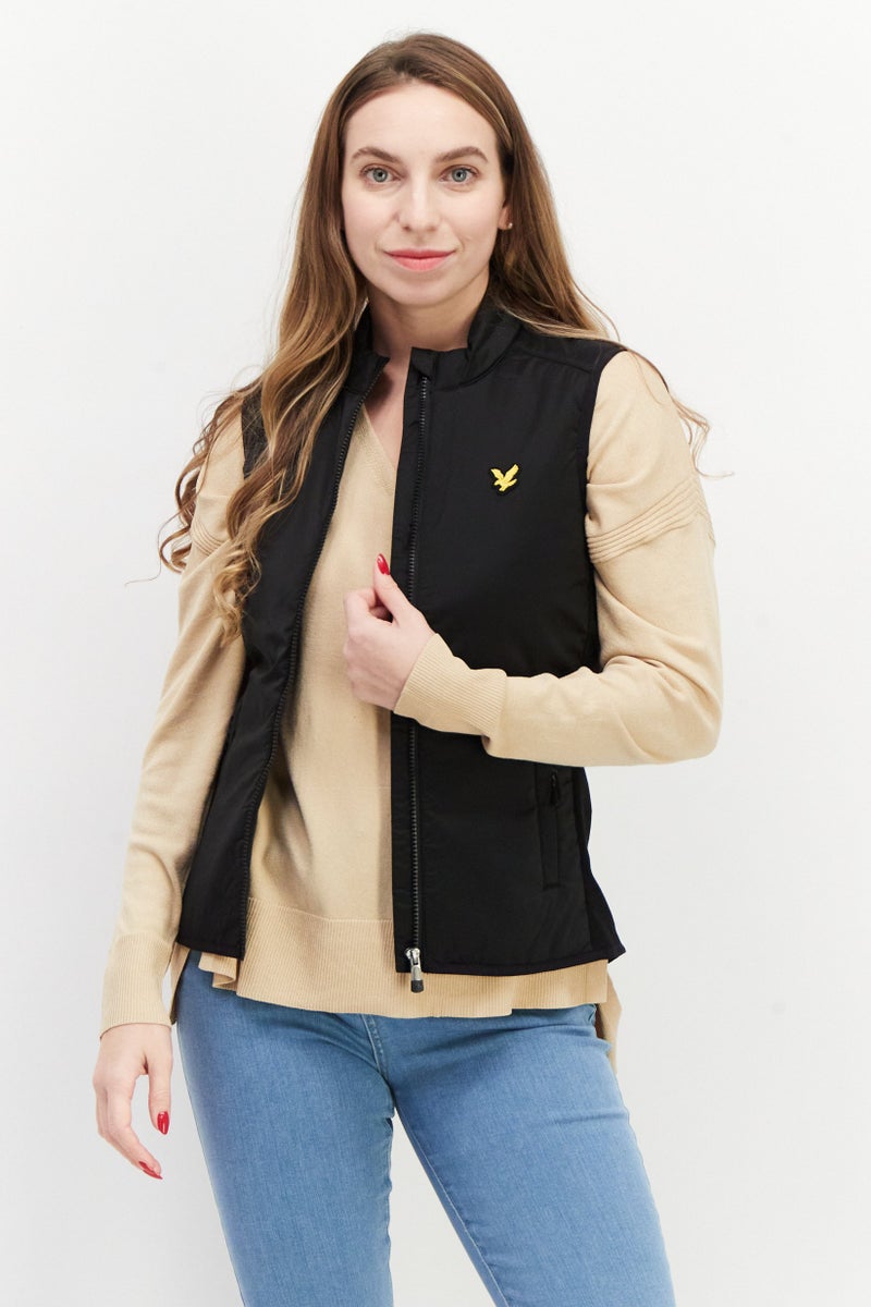 Lyle & Scott Women Brand Logo Vest Jacket, Black - Image 1