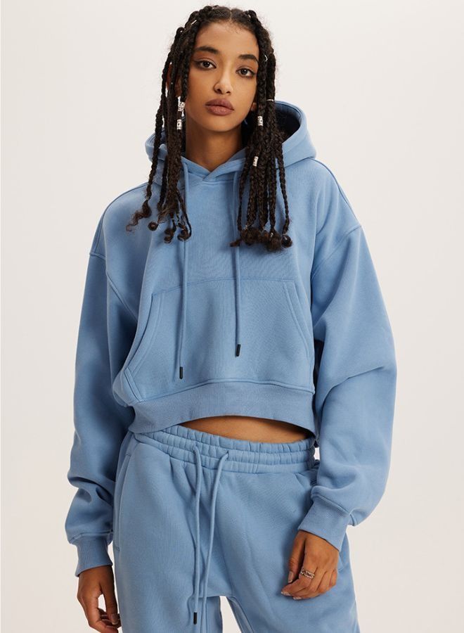 Mei Stylish Women's Long Sleeve Cropped Pullover Hoodie - Image 1