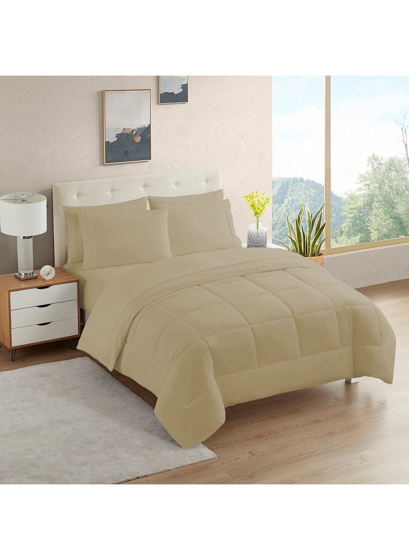 Sweet Home Collectio Dorm Room Essentials College Bedding Comforter Set 7 Piece Full Size Bed in a Bag for College Students Boys and Girls  Full  Taupe  - Image 2