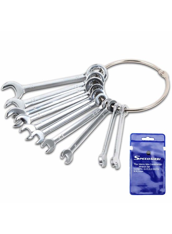SPEEDWOX Small Wrench Set Metric Wrench Sets 10 Pcs 4-11mm Mini Combination Wrench Sets Open and Box End Wrench Set Ignition Wrenches Mini Wrench Set with Portable Storage Pouches and A Ring - Image 1
