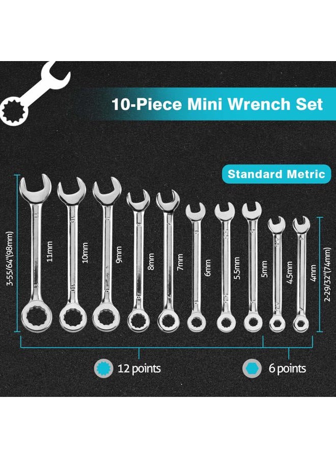 SPEEDWOX Small Wrench Set Metric Wrench Sets 10 Pcs 4-11mm Mini Combination Wrench Sets Open and Box End Wrench Set Ignition Wrenches Mini Wrench Set with Portable Storage Pouches and A Ring - Image 2