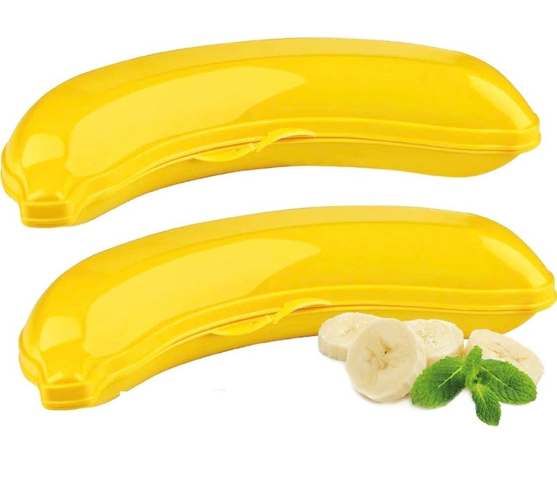 Banana lunch box BPA-Free, Banana Protector, Cute Carrier Box, Yellow 2 Pack Banana Box Container, BPA Free, Cute Storage Box, 2 Pack Yellow
