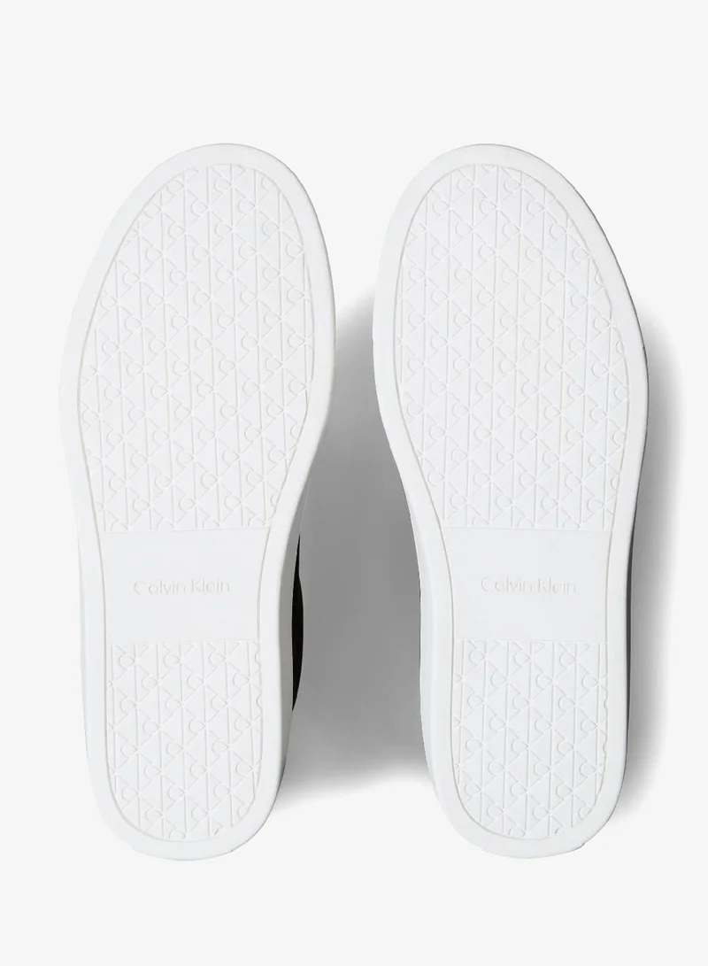 Calvin Klein Jeans Black/Bright White Smooth Leather Classic Trainers for Men | Best Price UAE