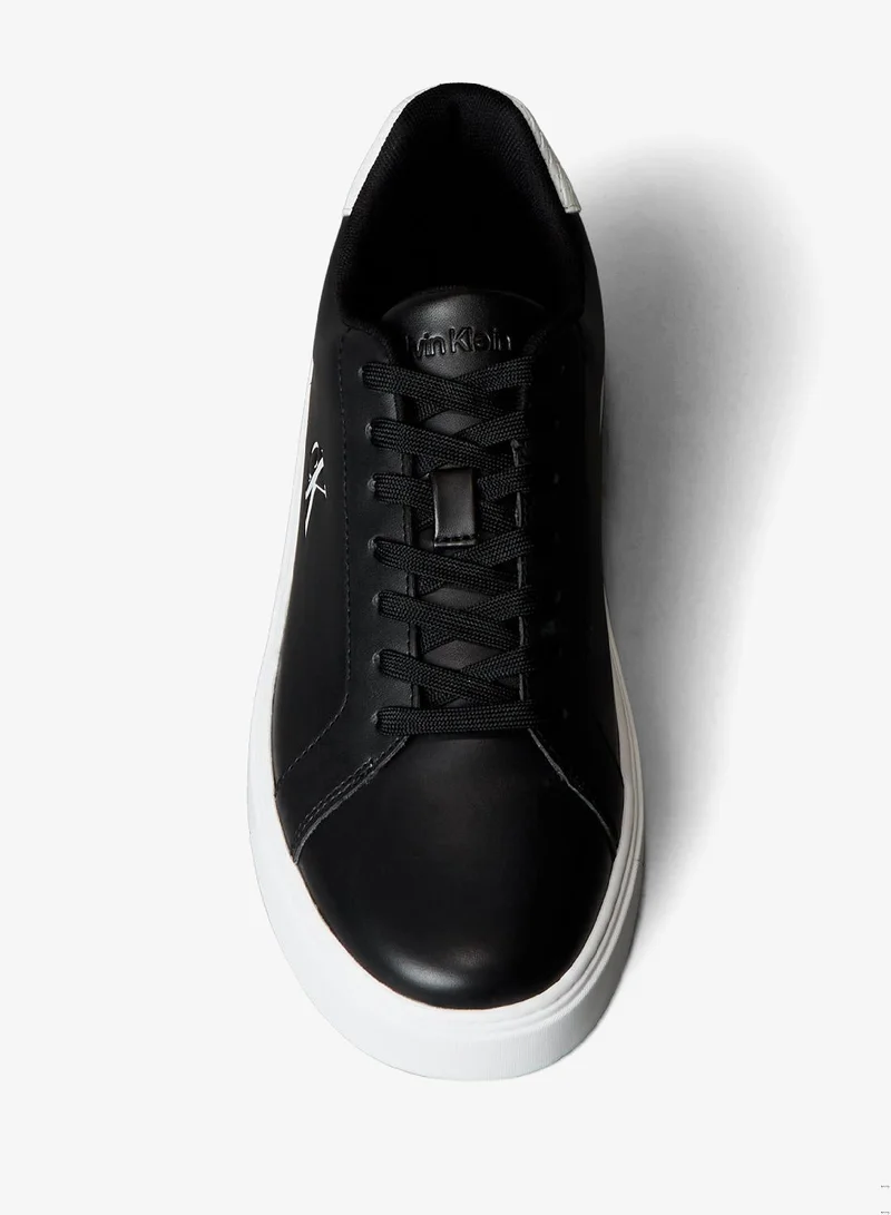 Calvin Klein Jeans Black/Bright White Smooth Leather Classic Trainers for Men | Best Price UAE