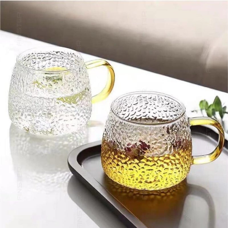 FINSTER Glass Coffee Cups Set of 4440 ML Transparent Premium Golden Handle Big Borosilicate Tea Mugs Perfect for Lemon Green Herbal Chai Tea Americano Cappuccinos Espresso Coffee Cups - Image 4