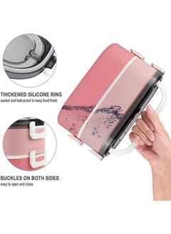Arabest Stainless Steel Bento Box Adults Lunch Box, Leakproof Lunch Containers with 3 Compartments, 2 Layer Lunch Box for Kids/Adultstoddlers with Spoon and Fork, Bento Lunch Box with Lunch Bag, (Pink)  - Image 3