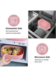 Arabest Stainless Steel Bento Box Adults Lunch Box, Leakproof Lunch Containers with 3 Compartments, 2 Layer Lunch Box for Kids/Adultstoddlers with Spoon and Fork, Bento Lunch Box with Lunch Bag, (Pink)  - Image 5
