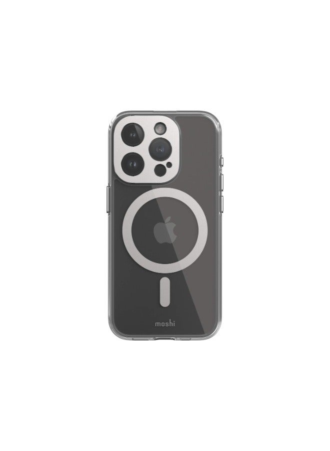 Moshi iGlaze Apple iPhone 15 Pro 2023 Case - Ultra Thin And Slim, Super Clear Back Cover, Shows Apple Logo, Drop Protection, Scratch Resistant, MagSafe Compatible Clear/Silver - Image 2