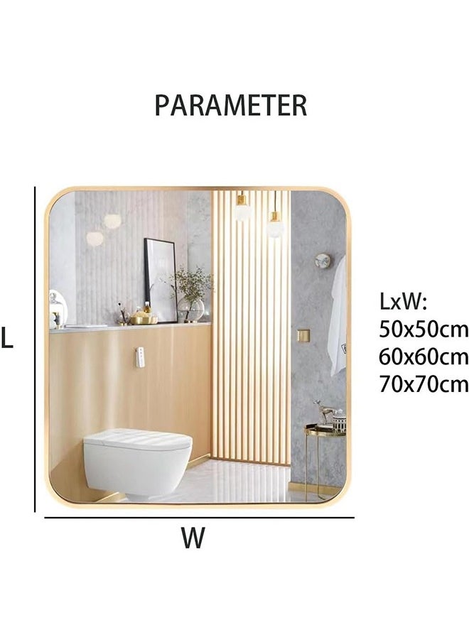 JCB CHIC - Bathroom Mirror Vanity Makeup Mirror Square Wall Mirror with Aluminum Alloy Frame for Bathroom Bedroom Wall Mounted (50 * 50cm) - Image 1