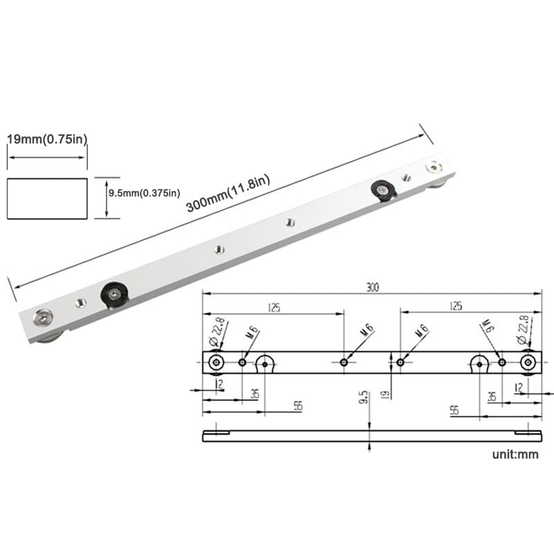 KETIPED Aluminium Alloy 3/4" Miter Bar Clamping Tool Slider Table Saw Gauge Rod T-Slot Track Bar Rail for Router Tables and Woodworking,300mm-Silver - Image 2