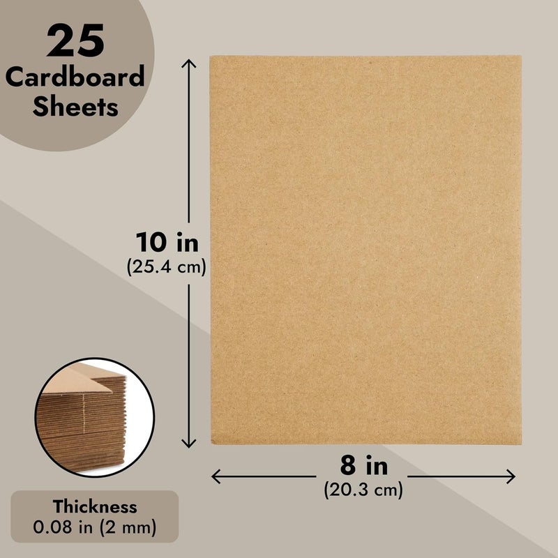 Juvale Corrugated Cardboard Sheets - 8 x 10.2 in, 2mm Thick E-Flute, Brown, 25 Pack - Flat Cardboard Sheets for Crafts & Mailing Inserts - Poster Board Backing & DIY Projects - Image 4