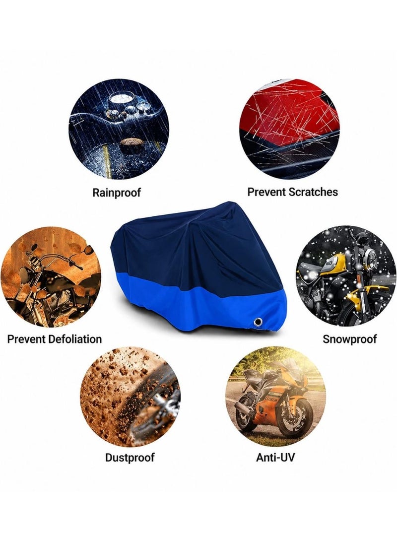 Waterproof Motorcycle One Layer Cover, Motorcycle or Scooter Cover Oxford 190T, Protection Against Dust, UV, Debris, Rain, for Motorcycles NAVY BLUE - Image 2