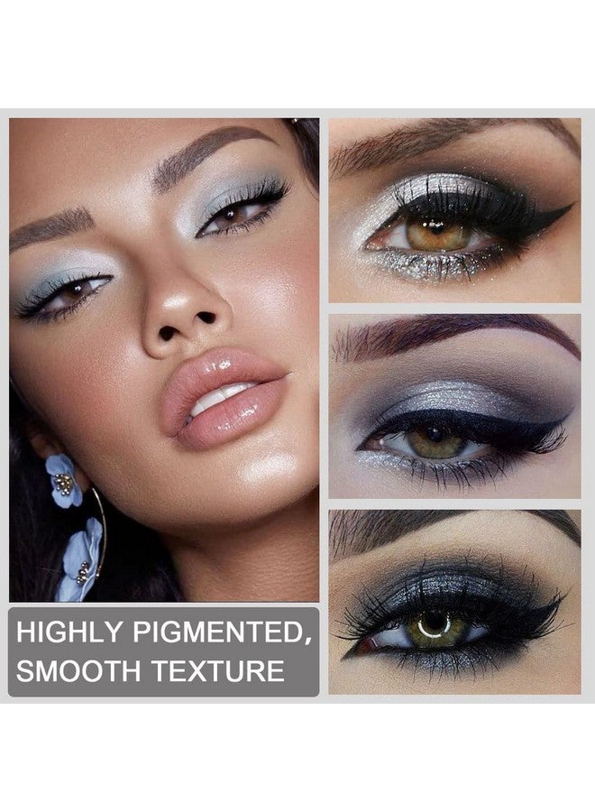 evpct 9 Colors Black Smokey Grey Gray Silver Glitter Shimmer Eye Shadow Makeup Palette Highly Pigmented Black Glitter Eyeshadow Makeup Palette Sombra Negra Para Ojos Para Ojos Brillantes - Image 4