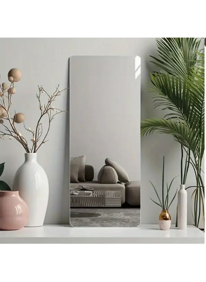 1pc Frameless Self Adhesive Soft Classic Acrylic Full Length Vertical Rectangular Mirror 11.81x23.62 Inch Large Wall Mirror For Bathroom Bedroom Wardrobe Gym Easy Peel And Stick Installation Space Saving Modern Home Decor - Image 5