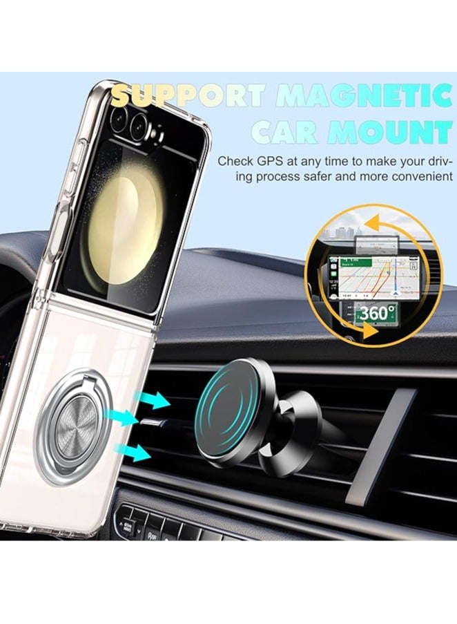 for Samsung Galaxy Z Flip 6 Case Clear with Ring: Magnetic Car Mount Kickstand Anti-Fall Shockproof Protective Phone Cover Case for Galaxy Z Flip 6 Case 5 G 2024 - Image 3