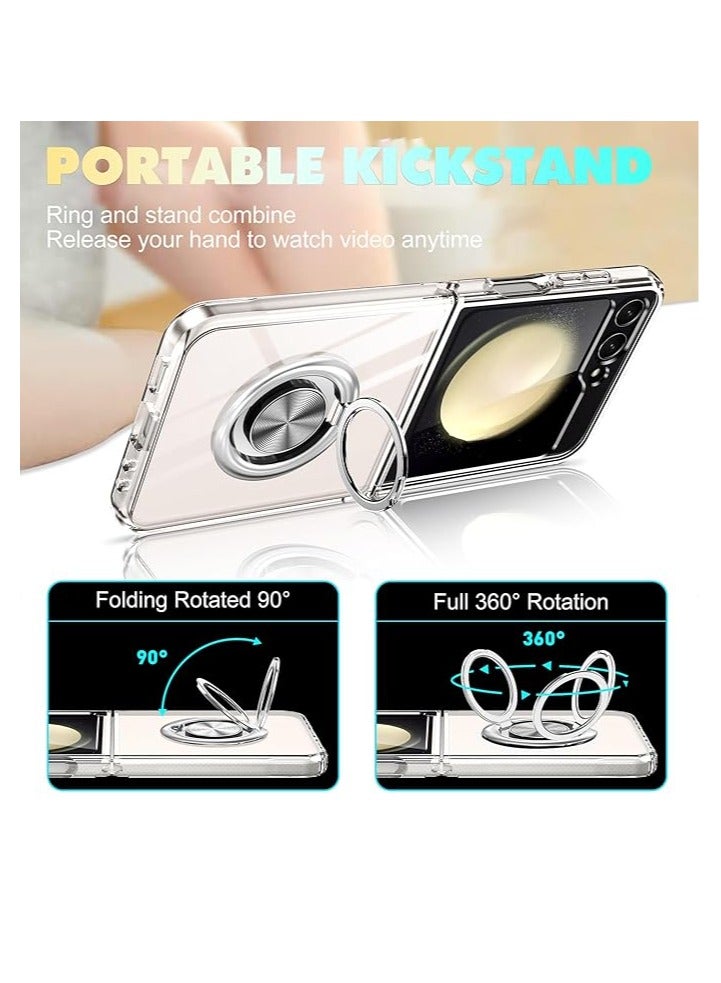 for Samsung Galaxy Z Flip 6 Case Clear with Ring: Magnetic Car Mount Kickstand Anti-Fall Shockproof Protective Phone Cover Case for Galaxy Z Flip 6 Case 5 G 2024 - Image 4