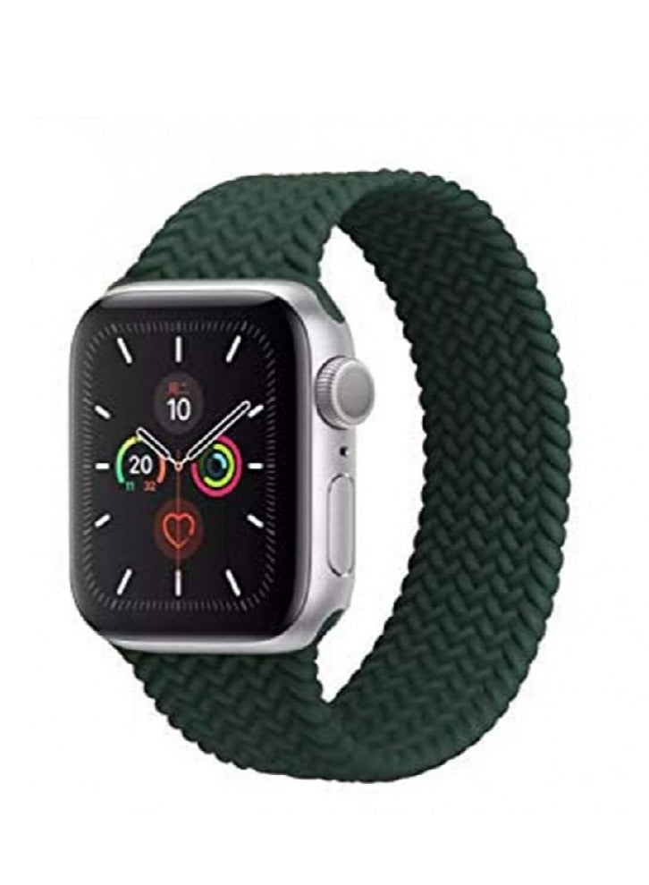 Silicone Braided Replacement Band for Apple Watch Series /8/7/6/SE/5/4 Size 38/40/mm Green - Image 1