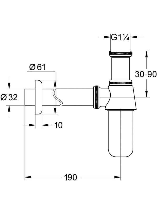 Royal Apex Royal Apex Chrome Plated (Cp) Bathroom Basin Sink Bottle Trap Waste Pipe 1-1/4 Inch Slip Inlet Drain Tube Kit  - Image 3