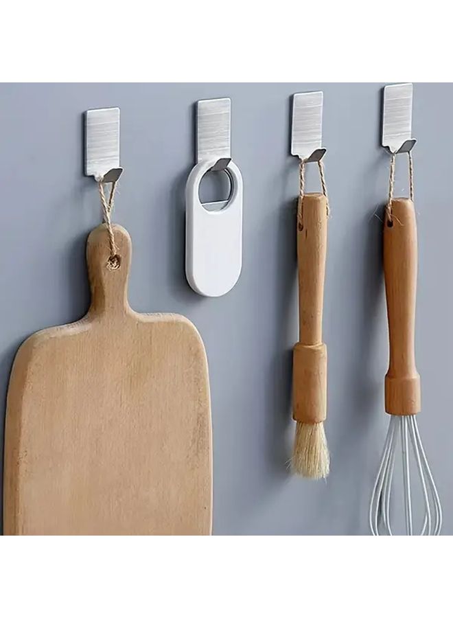 1pc Stainless Steel No Drill Adhesive Hooks Waterproof for Kitchen Bathroom Wall Mount - Image 1
