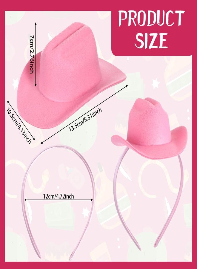 Cozypower Valentines Pink Cowgirl Hat Headband Mini Cowboy Hat Headband Cowgirl Women's Costume Headwear for Bachelorette Party Birthday (Classic) - Image 2