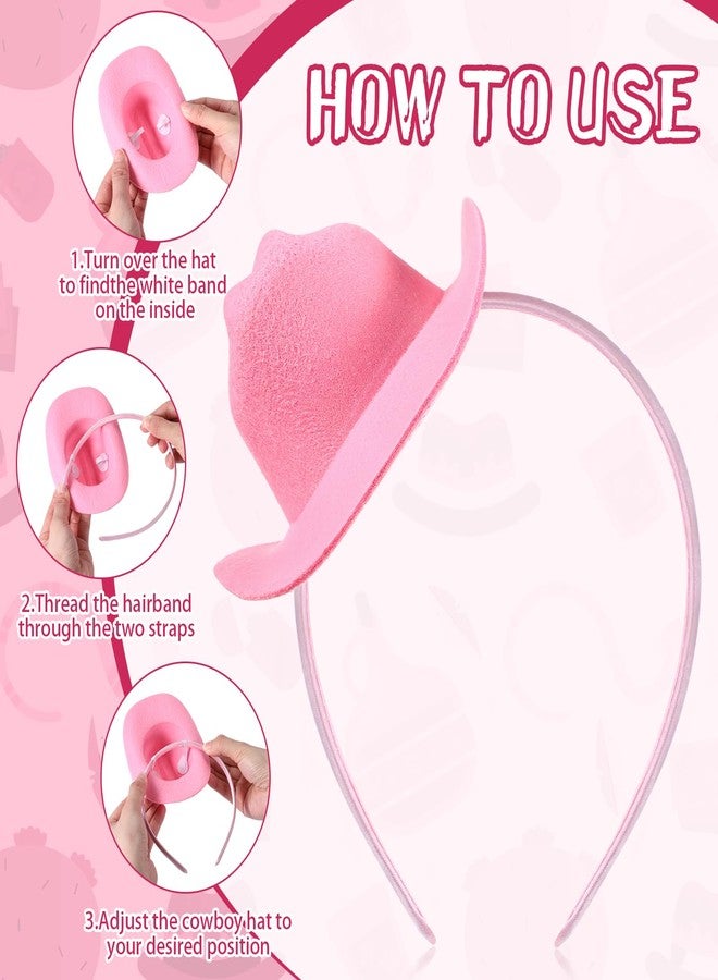 Cozypower Valentines Pink Cowgirl Hat Headband Mini Cowboy Hat Headband Cowgirl Women's Costume Headwear for Bachelorette Party Birthday (Classic) - Image 4