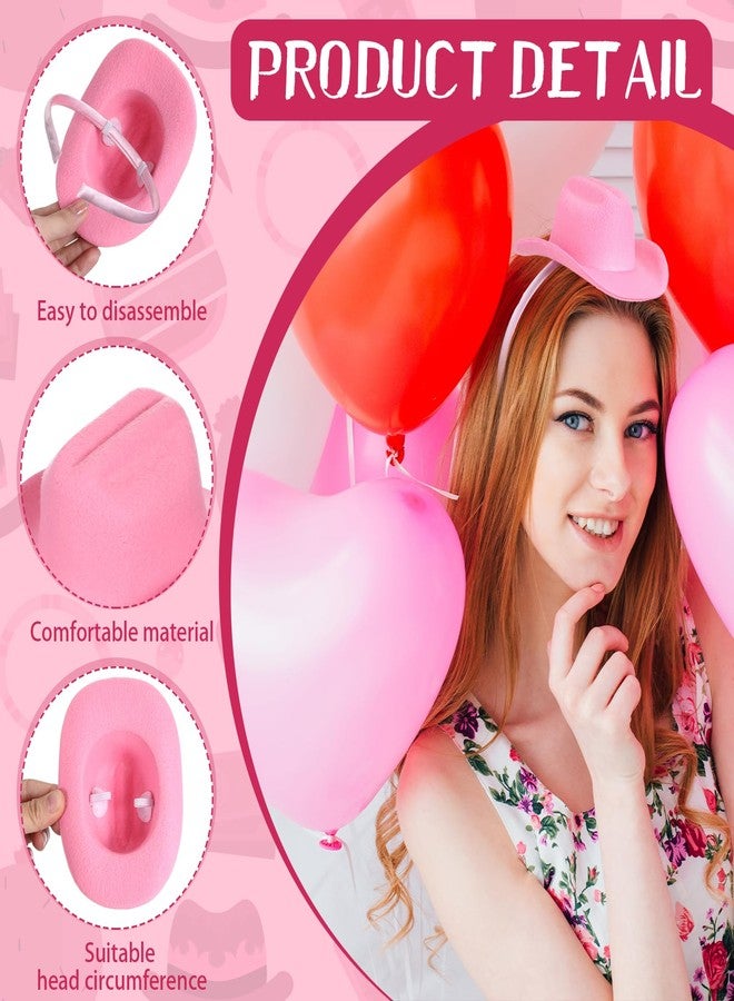Cozypower Valentines Pink Cowgirl Hat Headband Mini Cowboy Hat Headband Cowgirl Women's Costume Headwear for Bachelorette Party Birthday (Classic) - Image 3