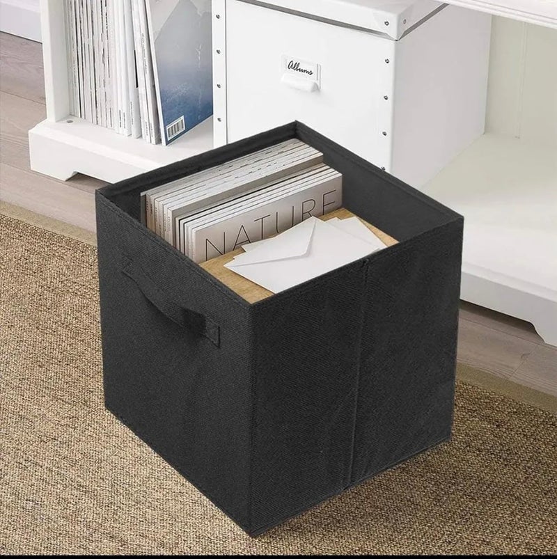 SWIUKPHE Large Storage Cubes,Foldable basket Organizer for storeg,can ues in Drawer for organiz the Closet And Toys Storage Bin - 4 Pack Collapsible Storage Baskets with Handles (Black) - Image 2