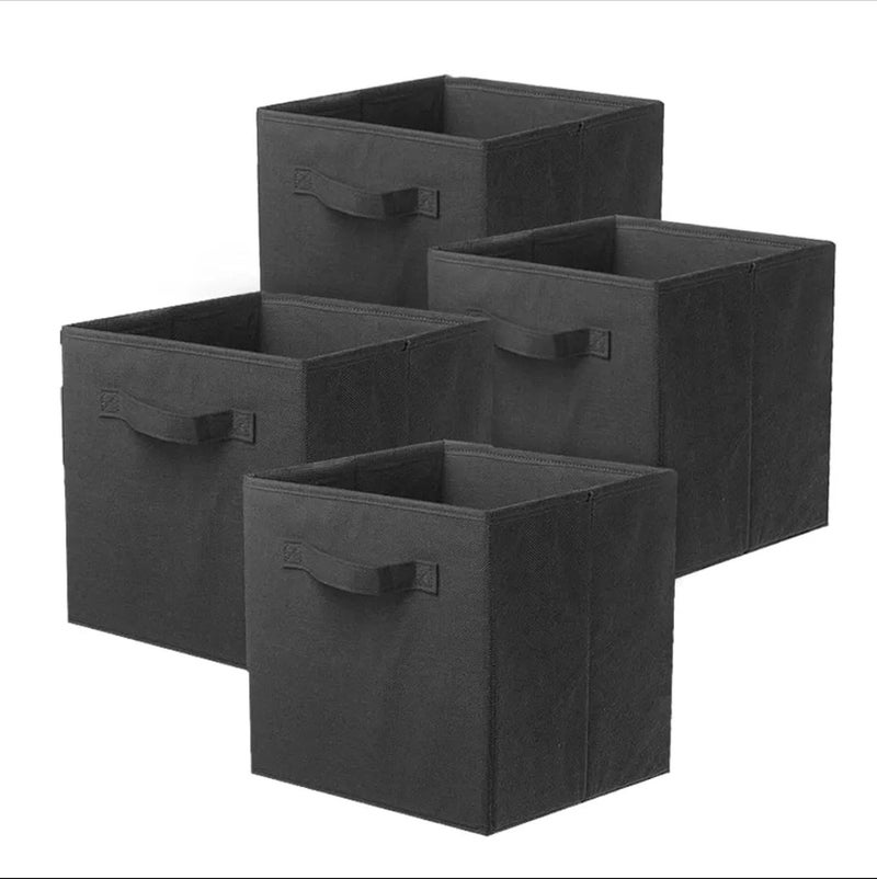 SWIUKPHE Large Storage Cubes,Foldable basket Organizer for storeg,can ues in Drawer for organiz the Closet And Toys Storage Bin - 4 Pack Collapsible Storage Baskets with Handles (Black) - Image 1