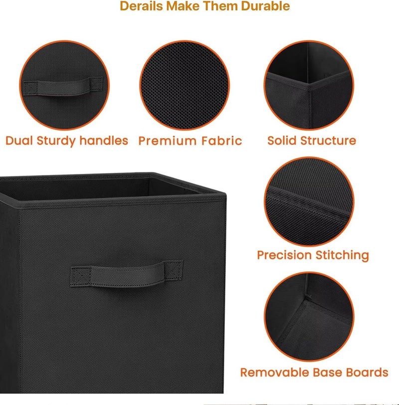 SWIUKPHE Large Storage Cubes,Foldable basket Organizer for storeg,can ues in Drawer for organiz the Closet And Toys Storage Bin - 4 Pack Collapsible Storage Baskets with Handles (Black) - Image 3
