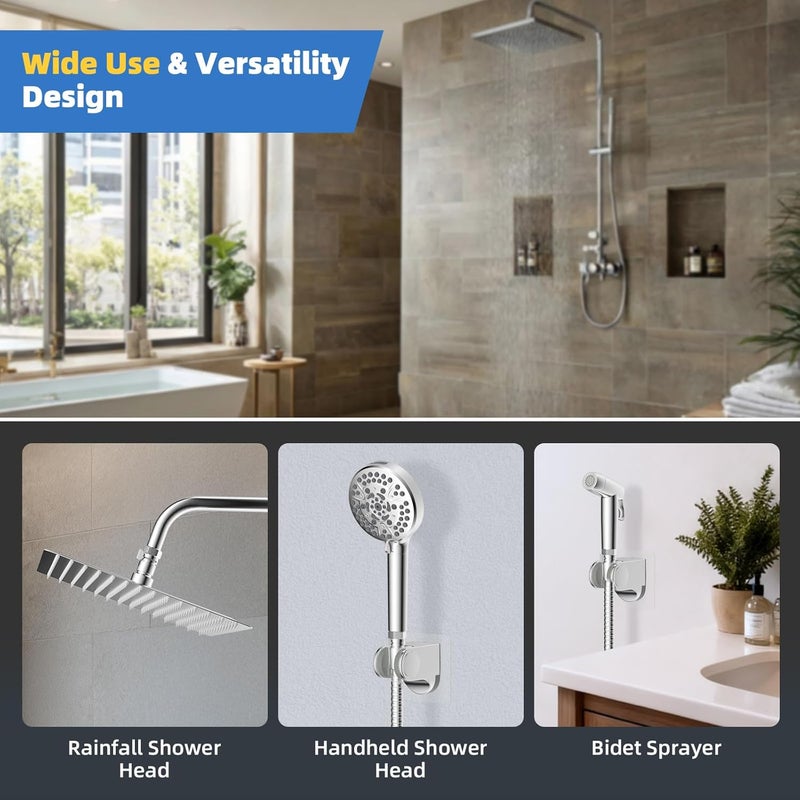 Hibbent All Metal 2 Pack Shower Head Flow Control Valve, G1/2 Brass Shut-off Valve with Metal Handle Lever, Shut OFF Water Flow Control Regulator for Handheld Shower, or Bidet Sprayer, Chorme - Image 5