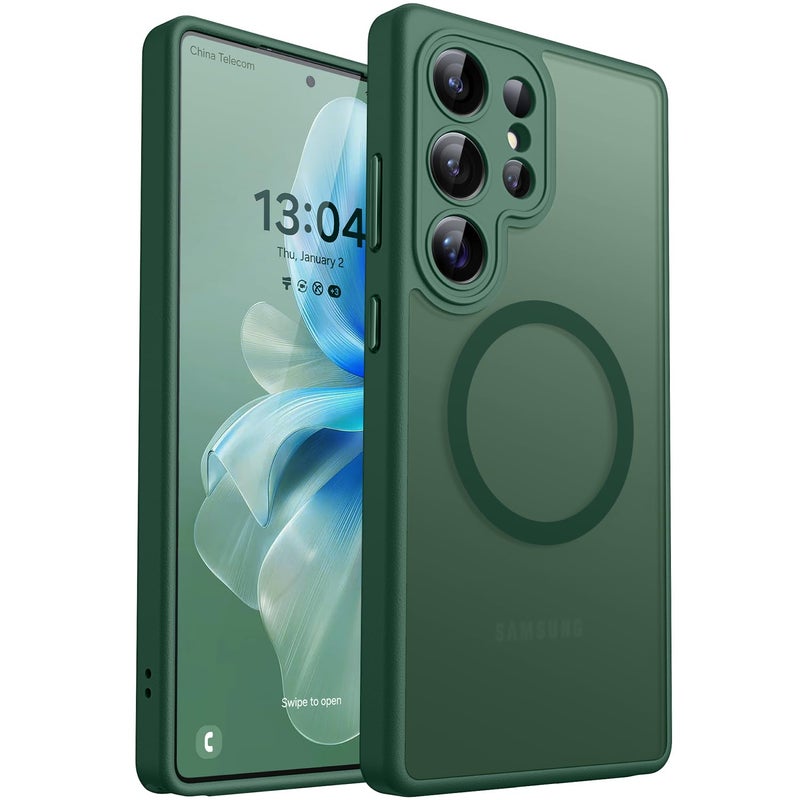 كانشن CANSHN Magnetic for Samsung Galaxy S25 Ultra Case(6.9 Inch), Upgraded [Full Camera Protection] [Compatible with Magsafe] [Translucent Matte] Shockproof Protective Phone Cover, Deep Green - Image 1