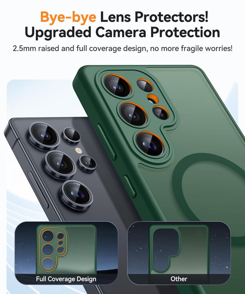 كانشن CANSHN Magnetic for Samsung Galaxy S25 Ultra Case(6.9 Inch), Upgraded [Full Camera Protection] [Compatible with Magsafe] [Translucent Matte] Shockproof Protective Phone Cover, Deep Green - Image 3