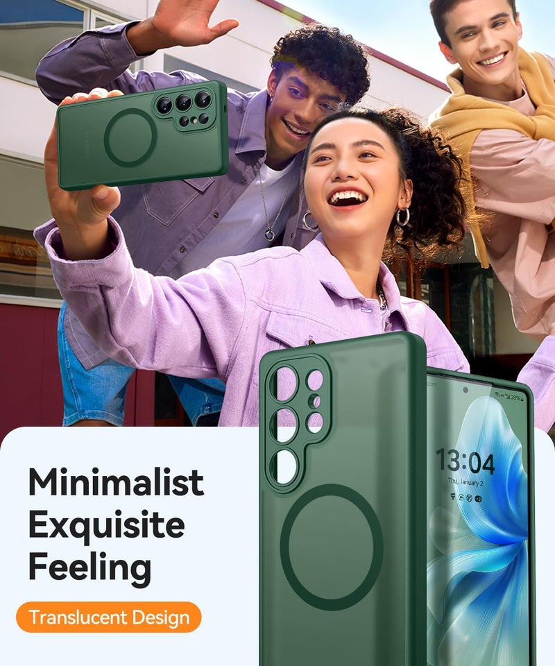 كانشن CANSHN Magnetic for Samsung Galaxy S25 Ultra Case(6.9 Inch), Upgraded [Full Camera Protection] [Compatible with Magsafe] [Translucent Matte] Shockproof Protective Phone Cover, Deep Green - Image 4