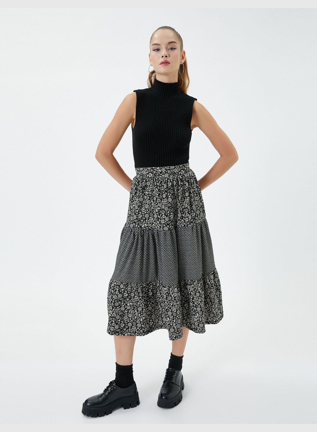 buy-koton-floral-maxi-skirt-high-rise-elastic-waistband-tiered-relax-cut