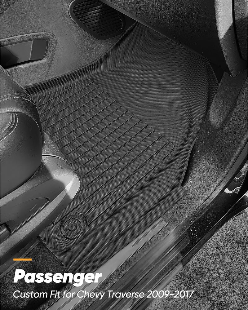CarQiWireless All Weather Floor Mats & Cargo Liner Custom Fit for Chevy Traverse 2009-2017 (Only Fits Captain's Chairs), Front 2nd Backrest Trunk Mats for Buick Enclave 2009-2017, TPE Anti-Slip Car Accessories - Image 5