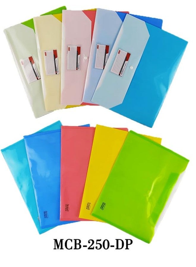 NEELGAGAN MCB-250-DP - حقيبة شفافة - حقيبة بأزرار وجيبين (عبوة من 12 قطعة - ألوان متعددة) المقاس: 35.3 سم × 26.2 سم، لون أزرق داكن - Image 4