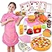 Magic4U Restaurant Playsets for Kids  Waitress Role Play Costume Set for Girls 60 Pieces Food Playset with Girls Apron Diner Playset for Kids Play Restaurant Pretend Restaurant Playset for Kids Age 3 - Image 4